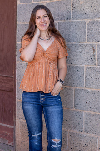 Talk About Adventure Eyelet Top