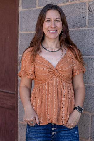 Talk About Adventure Eyelet Top