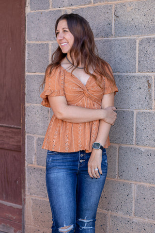 Talk About Adventure Eyelet Top