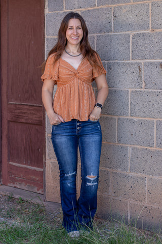 Talk About Adventure Eyelet Top