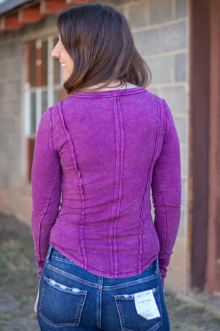 This Is It Exposed Seam Top- Grape