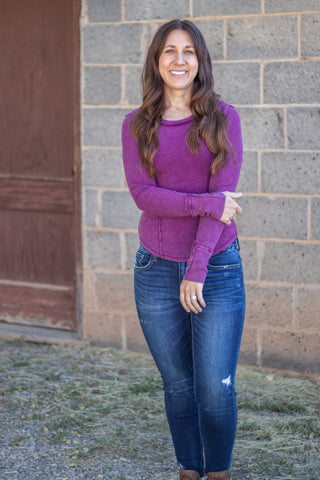 This Is It Exposed Seam Top- Grape