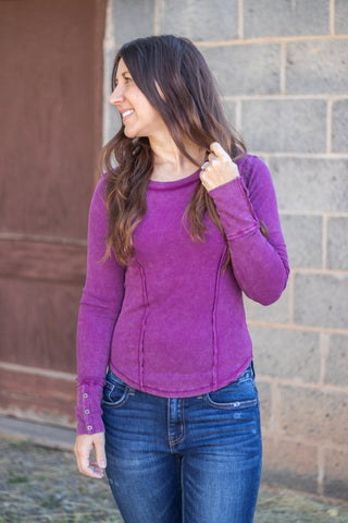 This Is It Exposed Seam Top- Grape