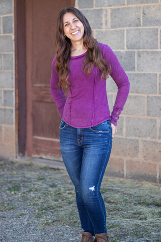 This Is It Exposed Seam Top- Grape