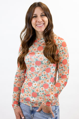 Brandi Vintage Floral Mesh Top