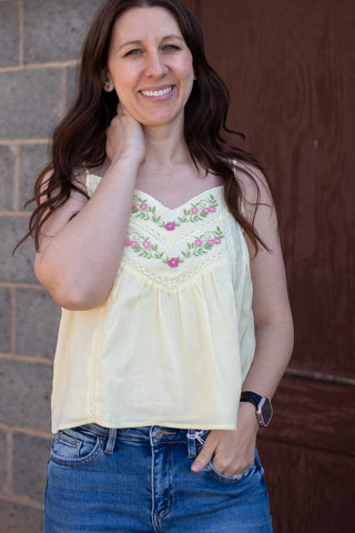 You Need Floral Embroidered Tank