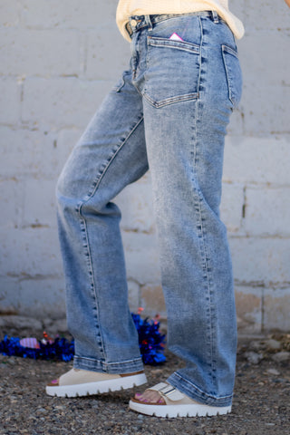 Zoe Wide Leg Pocket Patch Jean- Risen