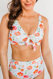 Walk Along The Beach Swim Top- Orange Floral