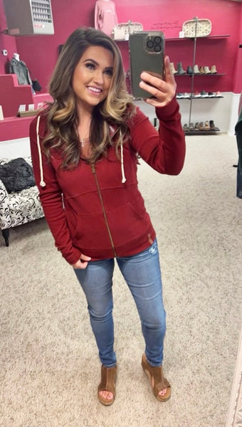 FullZip Hoodie- Sangria