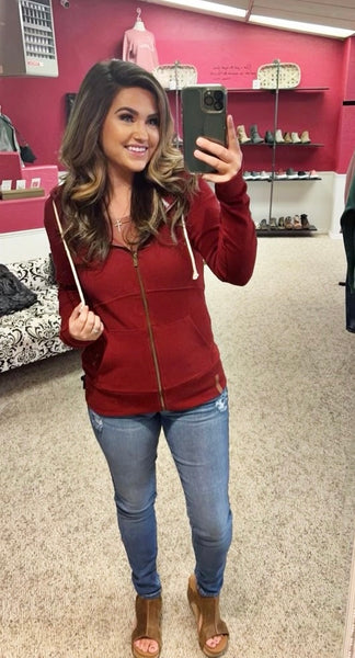 FullZip Hoodie- Sangria