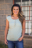 The In Betweens Henley Top- Sage