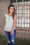 The In Betweens Henley Top- Sage